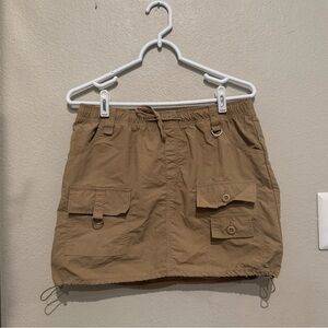 Y2K Love Tree Beige Elastic Waist Cargo Skirt
